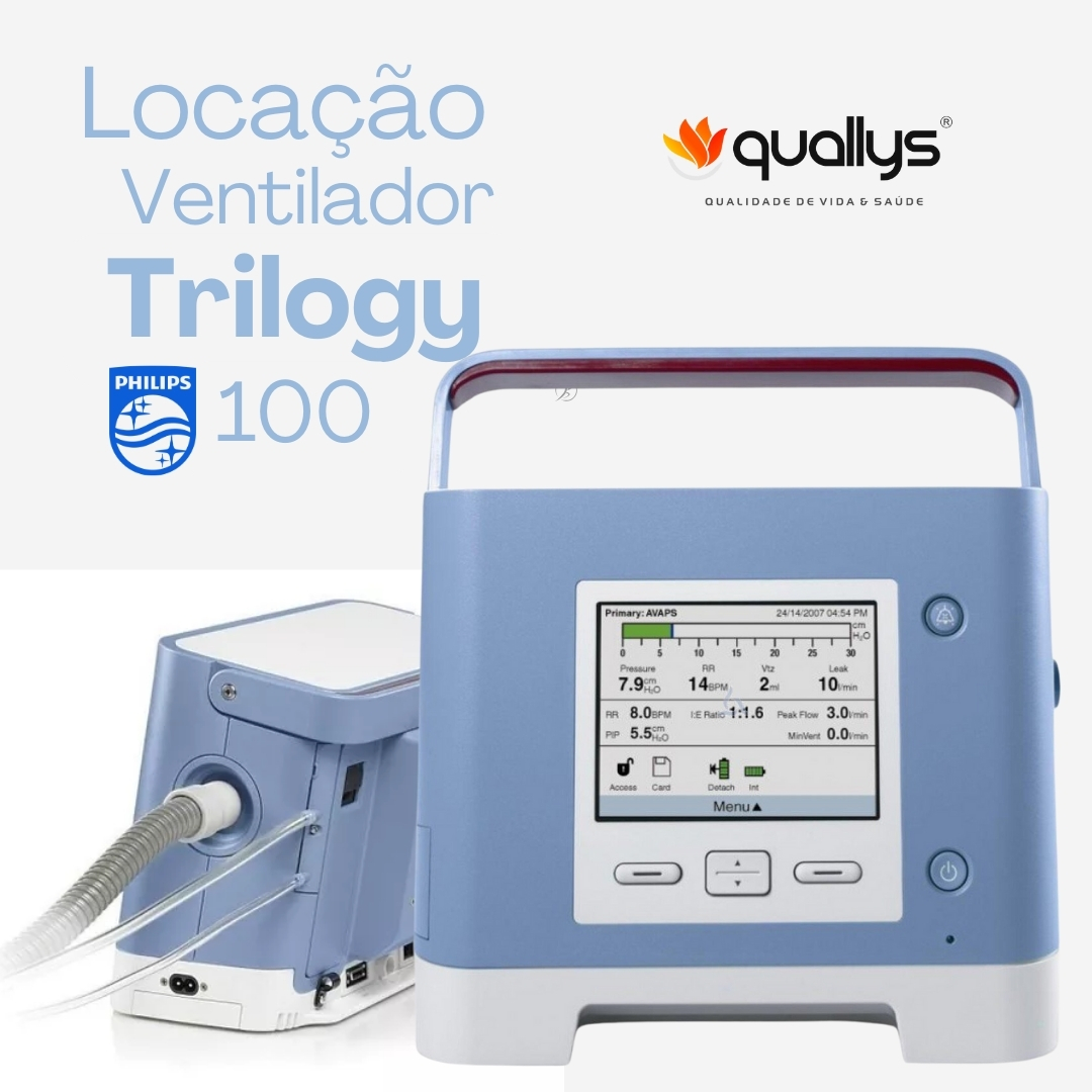Locação de ventilador mecânico Trilogy em Porto Alegre e Grande Porto Alegre. Suporte ventilatório invasivo e não invasivo com instalação e suporte técnico especializado.